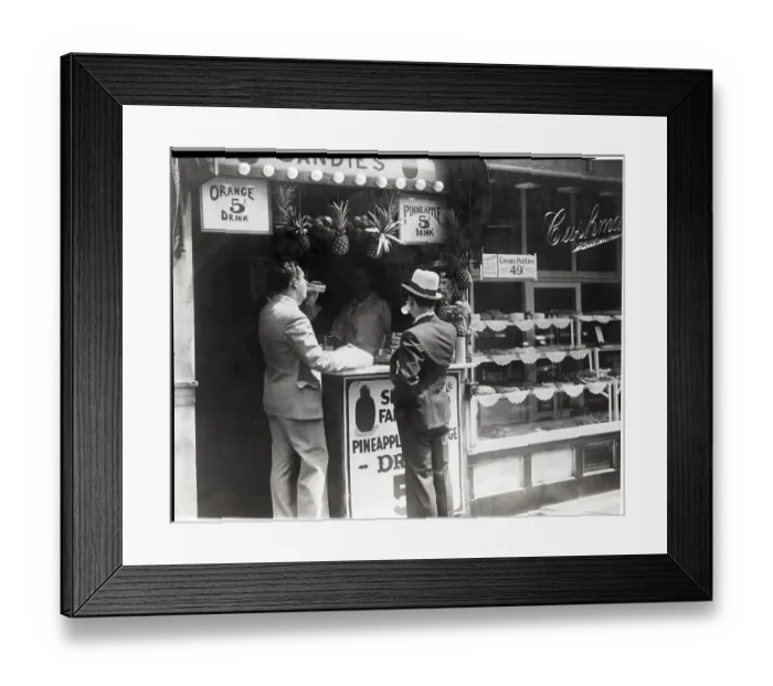 Framed Print : Men Keeping Cool With Five Cents Drinks Framed Print : Men Keeping Cool With Five Cents Drinks