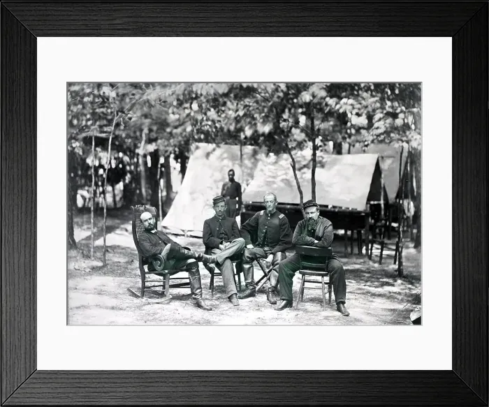 Framed Print : Charles Francis Adams (L) In Front Of Quarters Framed Print : Charles Francis Adams (L) In Front Of Quarters