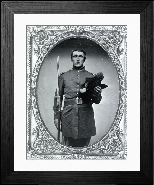 Framed Print : Civil War Soldier In Uniform With Frame Framed Print : Civil War Soldier In Uniform With Frame