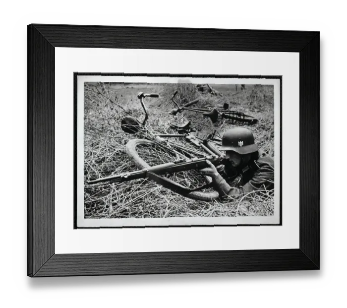 Framed Print : German Soldier Aiming Rifle Framed Print : German Soldier Aiming Rifle