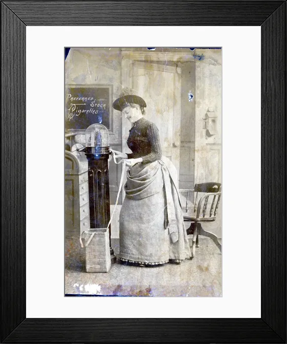 Framed Print : Woman Stockbroker in Ad for Cigarettes Framed Print : Woman Stockbroker in Ad for Cigarettes