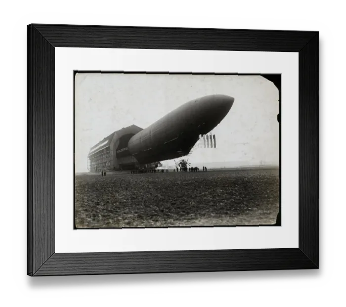 Framed Print : Blimp Coming out of Hangar Framed Print : Blimp Coming out of Hangar