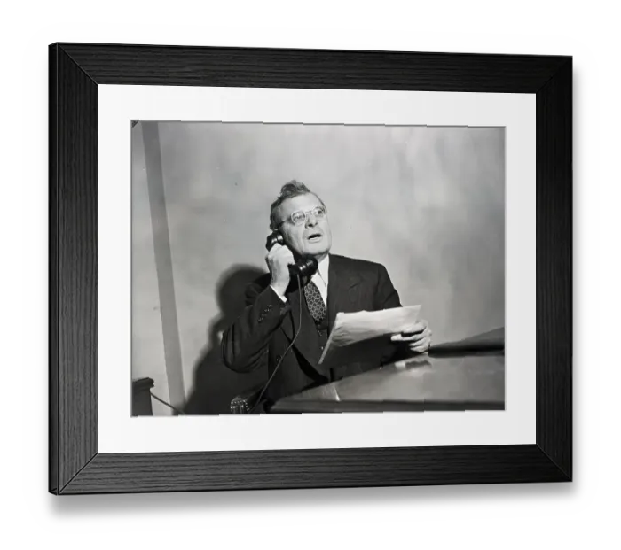 Framed Print : Sidney Hillman On Telephone At Desk