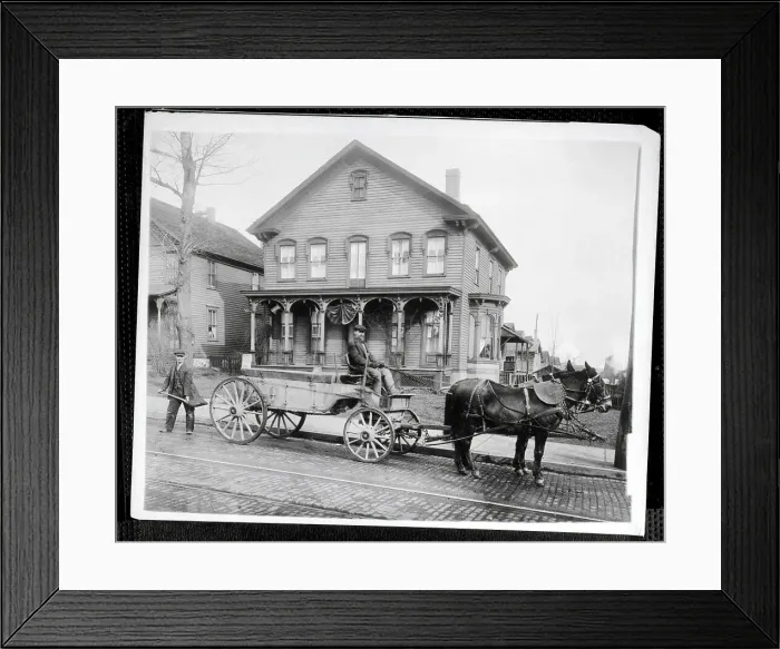 Framed Print : Horse-Drawn Carriage Being Loaded W / Coal Framed Print : Horse-Drawn Carriage Being Loaded W / Coal