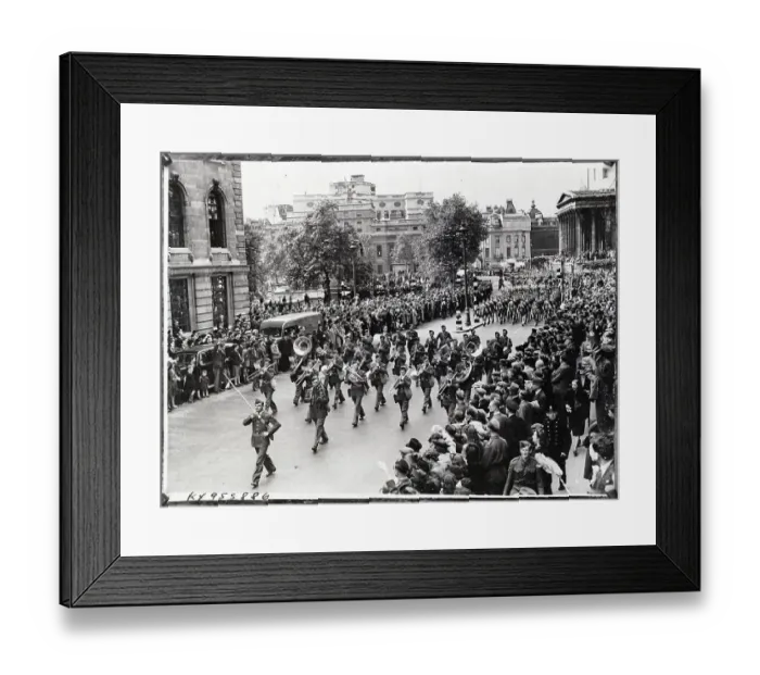 Framed Print : Parade; Band, Soldiers, Crowds On Sidewa Framed Print : Parade; Band, Soldiers, Crowds On Sidewa