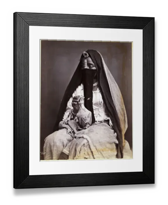 Framed Print : Middle Eastern Woman W / Veil, Cloth Headdr