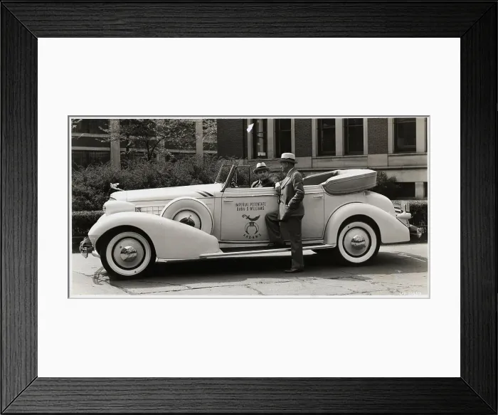 Framed Print : Man Talks To Driver Of 1935 Cadillac