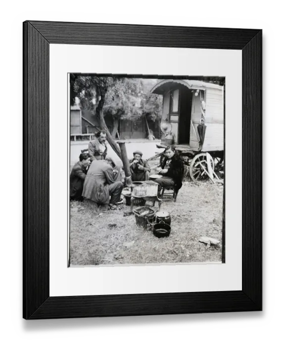 Framed Print : Gypsies Cooking On Portable Stove Framed Print : Gypsies Cooking On Portable Stove