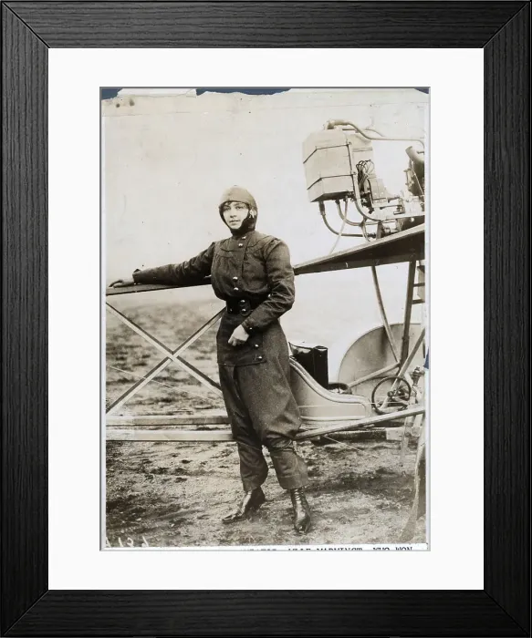 Framed Print : Helene Dutrieu Standing Beside Airplane Framed Print : Helene Dutrieu Standing Beside Airplane