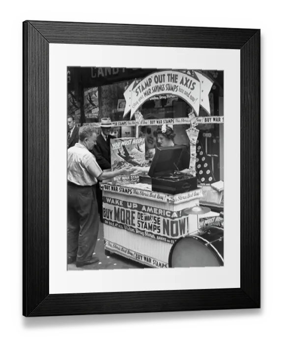 Framed Print : Vendor Selling War Stamps On Street Framed Print : Vendor Selling War Stamps On Street