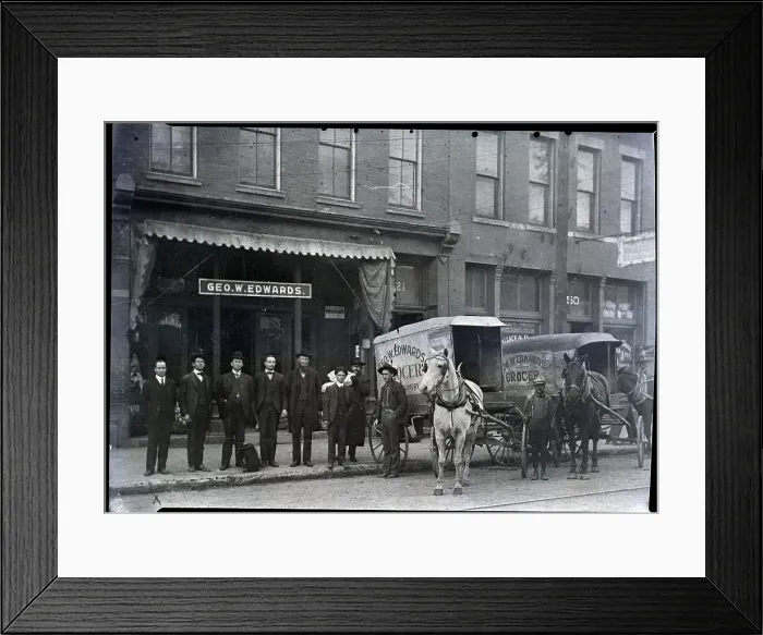 Framed Print : Men Outside Of Grocery Store Framed Print : Men Outside Of Grocery Store