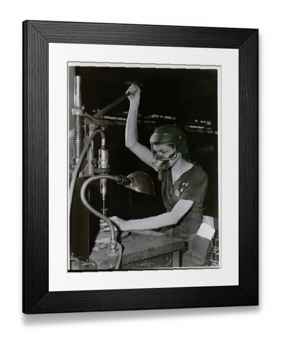 Framed Print : Woman Working At Drilling Machine Framed Print : Woman Working At Drilling Machine
