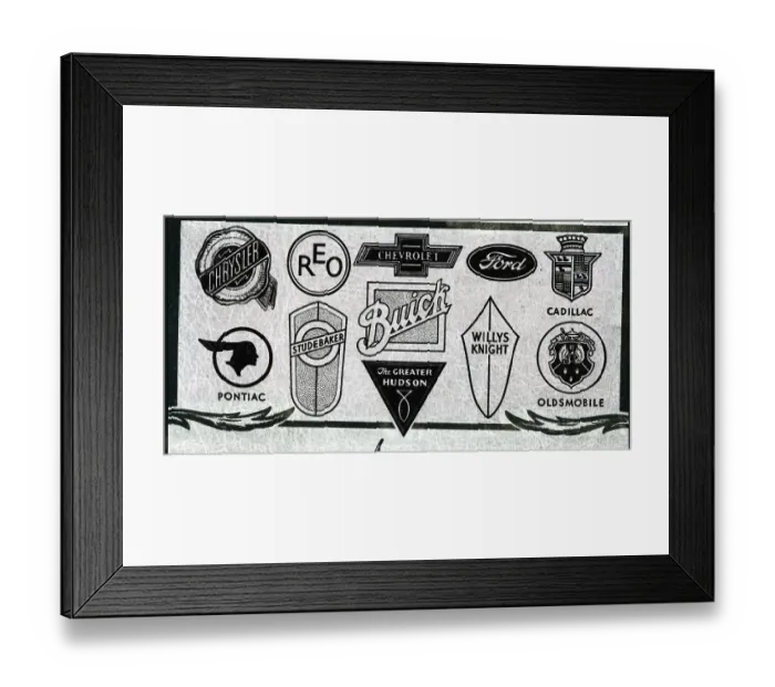 Framed Print : Trade Marks Of Famous Car Makers Framed Print : Trade Marks Of Famous Car Makers