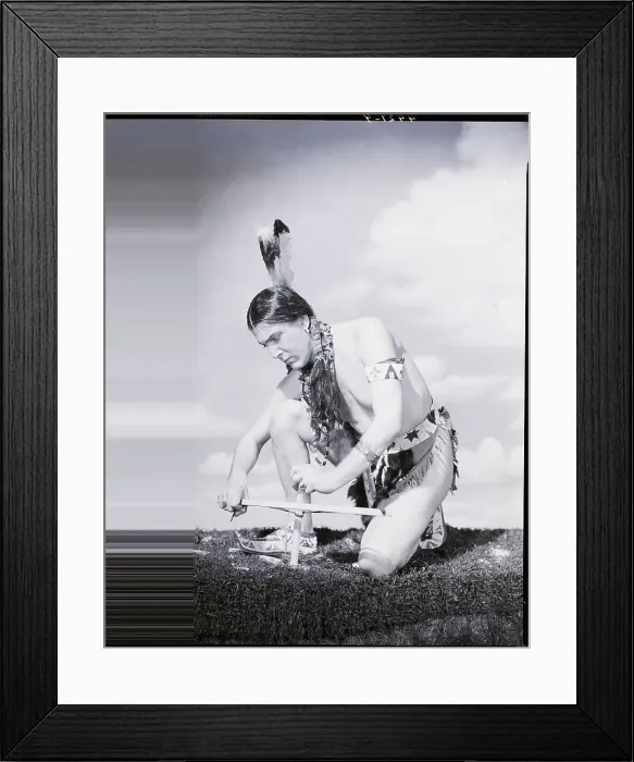 Framed Print : Indian Making Fire By Wood, Friction Framed Print : Indian Making Fire By Wood, Friction