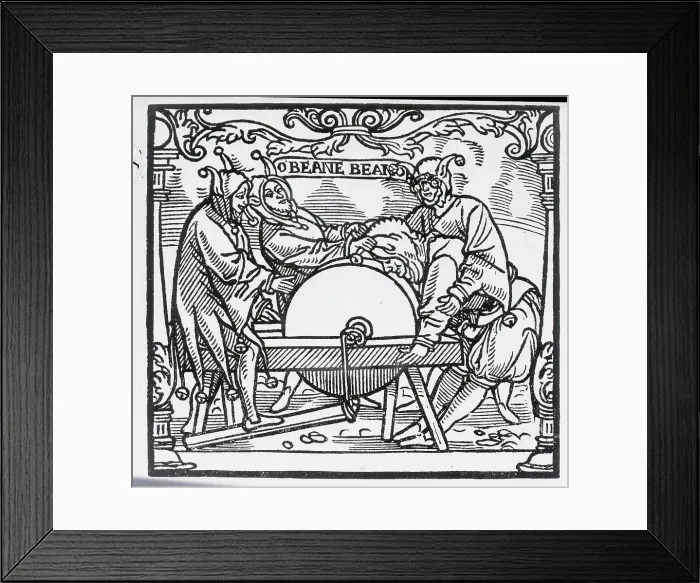Framed Print : Medieval Grindtone Pullers Framed Print : Medieval Grindtone Pullers