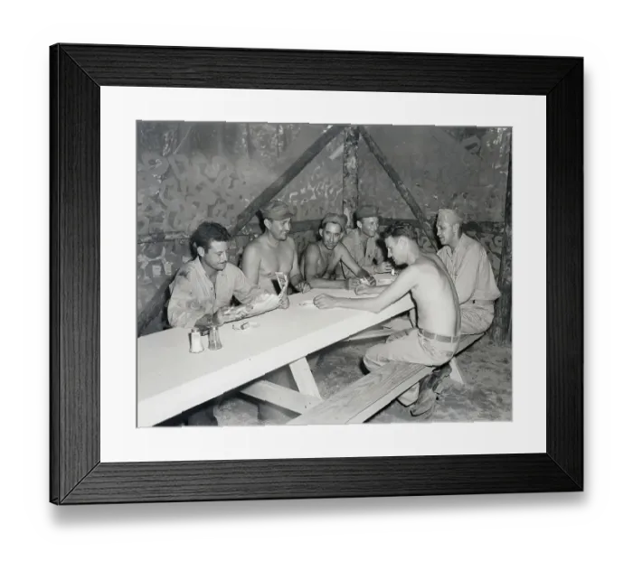 Framed Print : Soldiers Eat With Shirts Off Framed Print : Soldiers Eat With Shirts Off