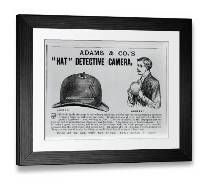 Framed Print : Camera Hidden Inside Bowler Hat Framed Print : Camera Hidden Inside Bowler Hat