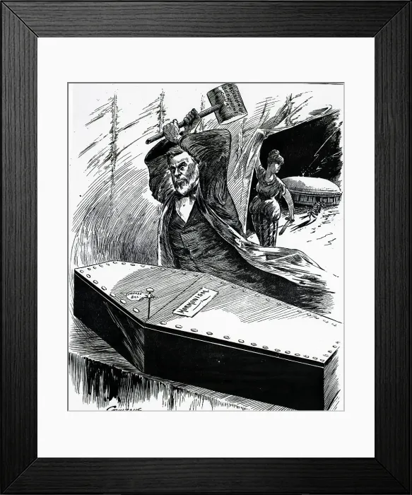 Framed Print : Political Cartoon Driving Nail Framed Print : Political Cartoon Driving Nail
