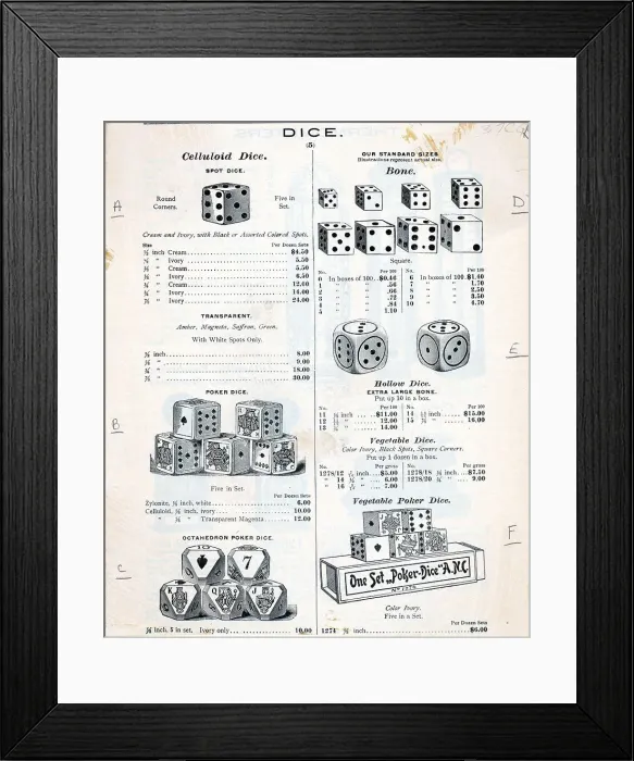 Framed Print : Ad for Dice Framed Print : Ad for Dice