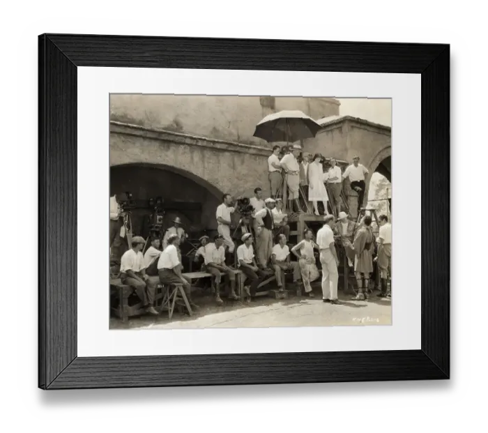 Framed Print : Seven Movie Cameras Lined / Wall; Filming Framed Print : Seven Movie Cameras Lined / Wall; Filming
