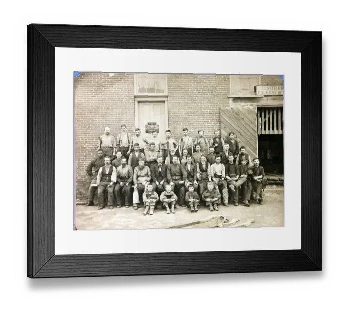 Framed Print : Employees Grouped In Front Of Bulding Framed Print : Employees Grouped In Front Of Bulding