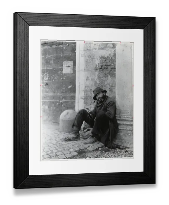 Framed Print : Man Sitting Against A Wall Begging Framed Print : Man Sitting Against A Wall Begging