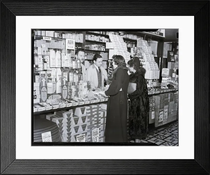 Framed Print : Photo Of Two Ladies In Crowded Drugstore Framed Print : Photo Of Two Ladies In Crowded Drugstore