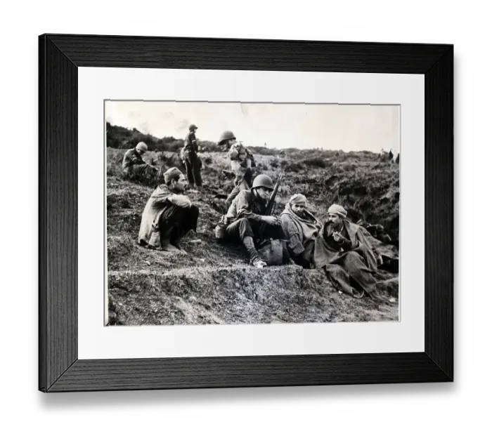 Framed Print : Arabs Chat With Us Soldier, Seated Framed Print : Arabs Chat With Us Soldier, Seated