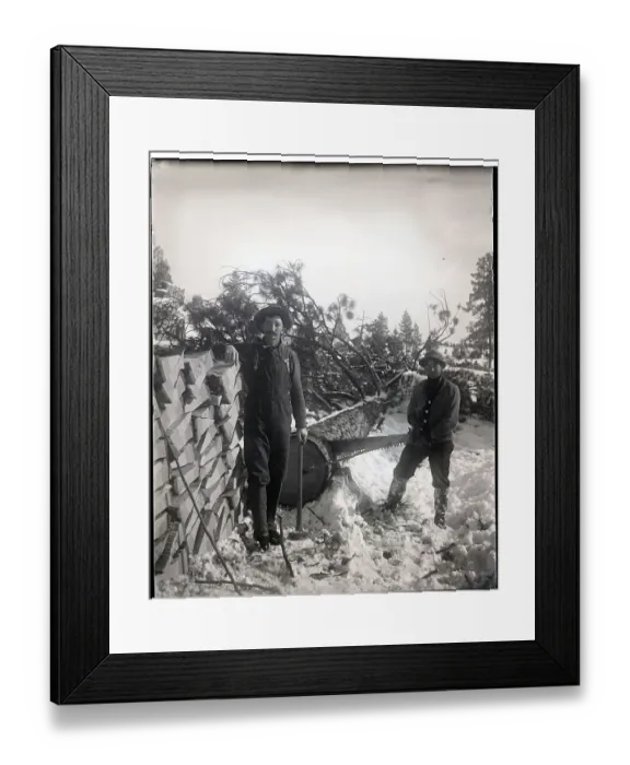 Framed Print : Lumberjacks Standing By Tree Framed Print : Lumberjacks Standing By Tree