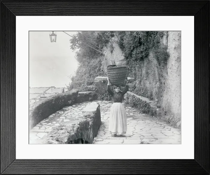 Framed Print : Young Charcoal Girl Carrying Basket as a Fuel Vendor
