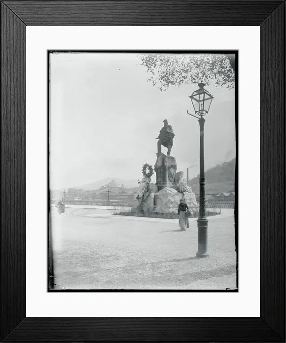 Framed Print : Exterior View of Statue Near Street Lamp Framed Print : Exterior View of Statue Near Street Lamp