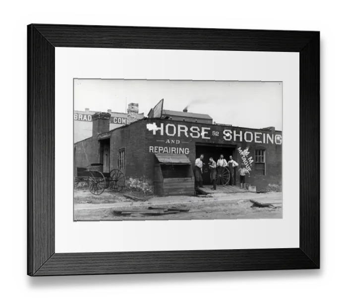 Framed Print : Blacksmith Shop; Horseshoe Repairing Framed Print : Blacksmith Shop; Horseshoe Repairing