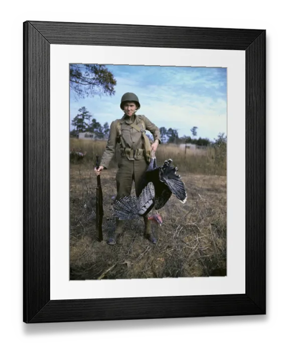 Framed Print : U. S. Soldier Holding Thanksgiving Turkey Framed Print : U. S. Soldier Holding Thanksgiving Turkey