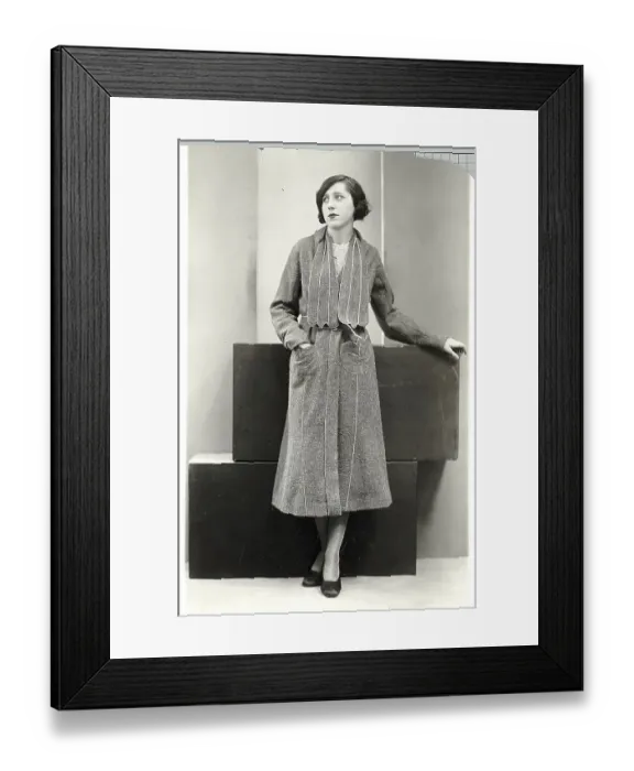 Framed Print : Woman Modeling Stylish Wool Cloak Framed Print : Woman Modeling Stylish Wool Cloak