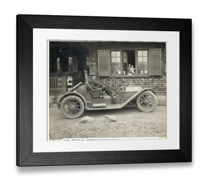 Framed Print : Famed Cartoonist In His Automobile Framed Print : Famed Cartoonist In His Automobile