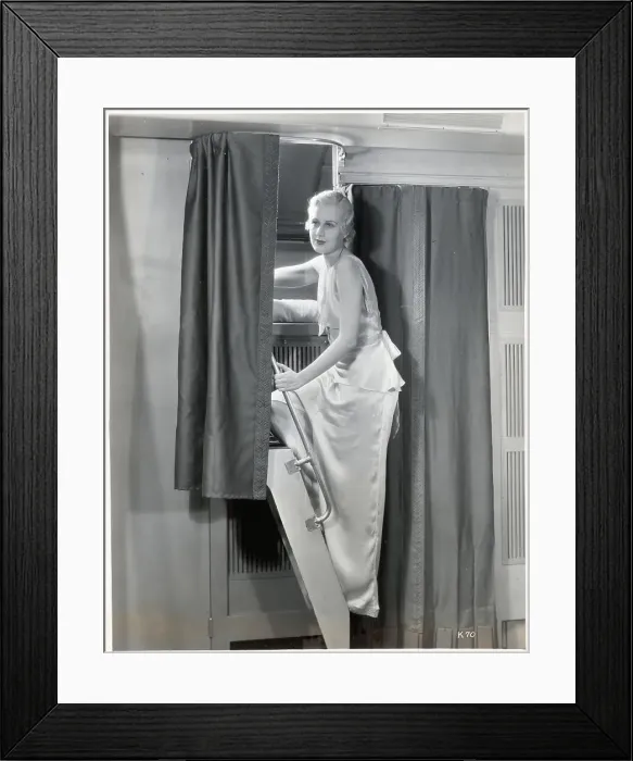 Framed Print : Woman on Step to Sleeping Berth on Train Framed Print : Woman on Step to Sleeping Berth on Train