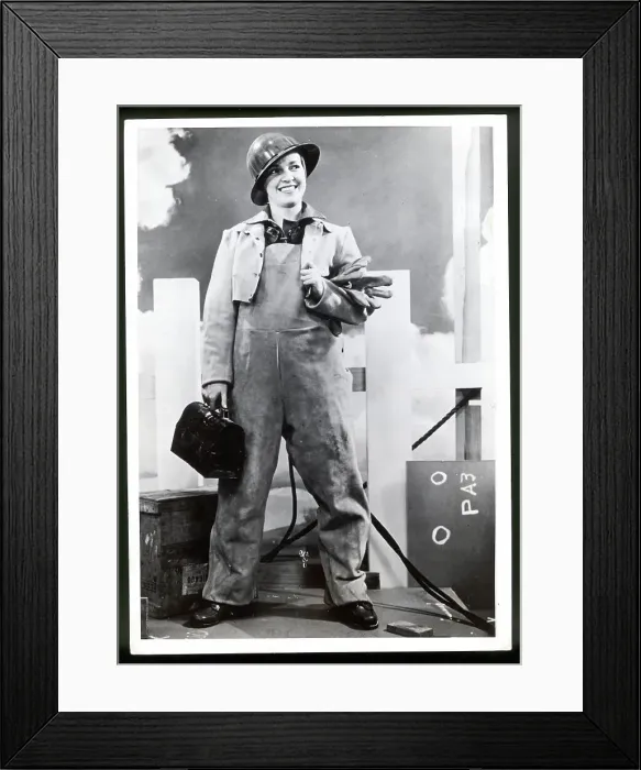 Framed Print : Woman In Welder Outfit / Streamlined Framed Print : Woman In Welder Outfit / Streamlined