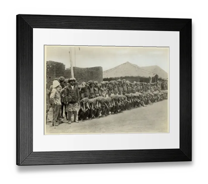 Framed Print : Africans In Line With Rubber Baskets Framed Print : Africans In Line With Rubber Baskets