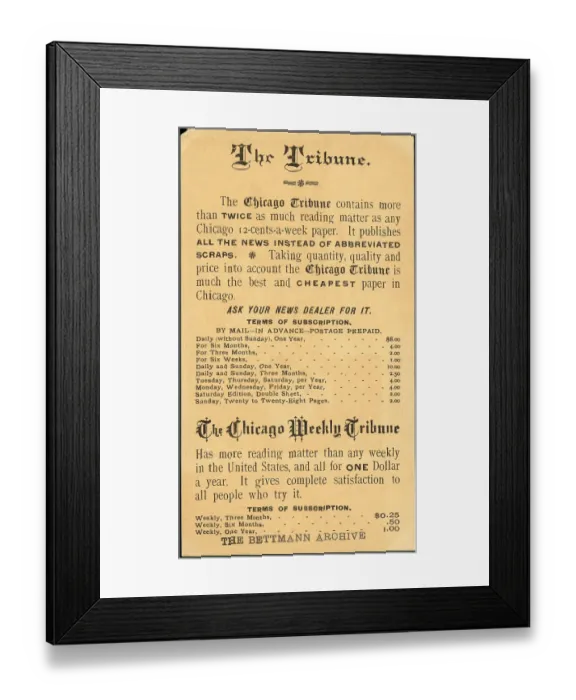 Framed Print : Ad With Prices For Chicago Tribune Framed Print : Ad With Prices For Chicago Tribune
