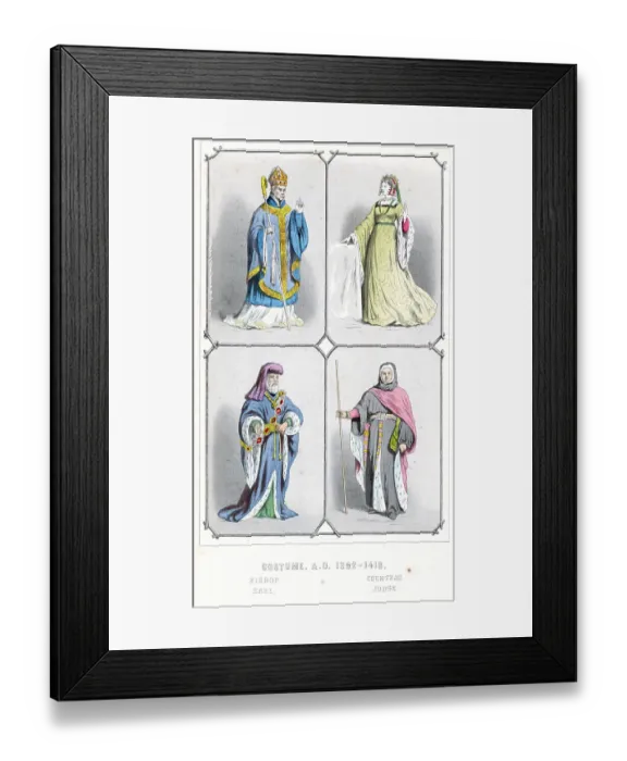 Framed Print : Four Costumes, A.D. 1392-1413 Framed Print : Four Costumes, A.D. 1392-1413