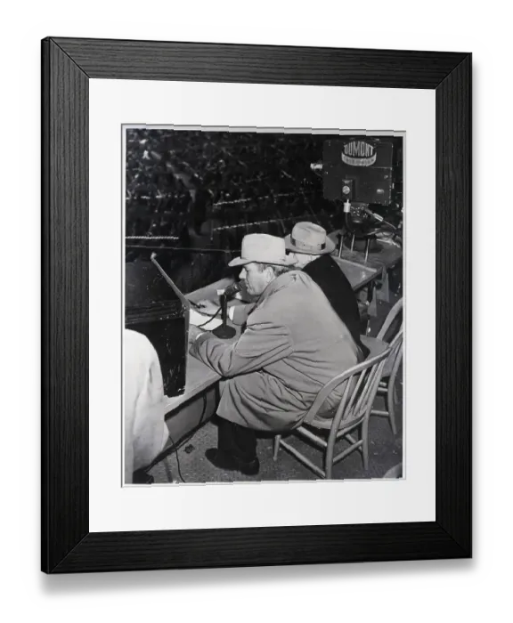 Framed Print : Dizzy Dean As Broadcaster In Press Box
