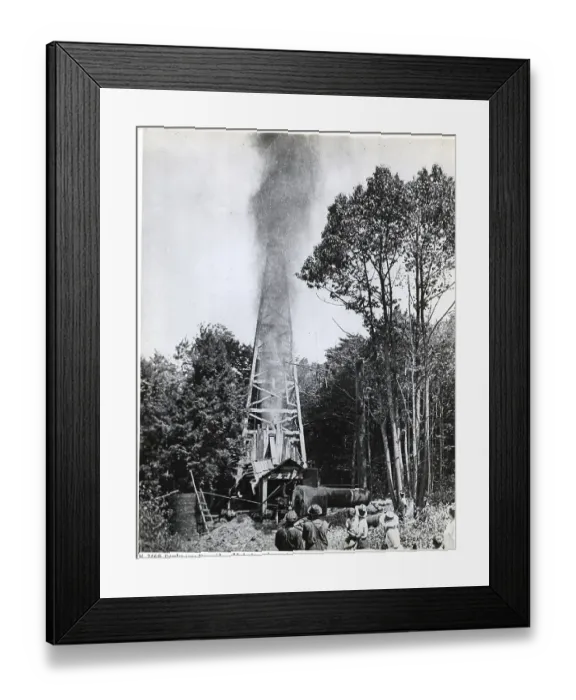 Framed Print : Explosion At Early Oil Well Framed Print : Explosion At Early Oil Well