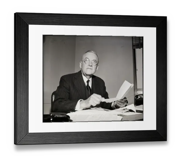 Framed Print : John Foster Dulles Seated At Desk