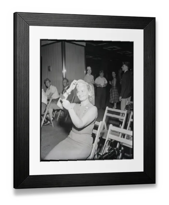 Framed Print : Woman Adjusts Veteran'S Hat Framed Print : Woman Adjusts Veteran'S Hat
