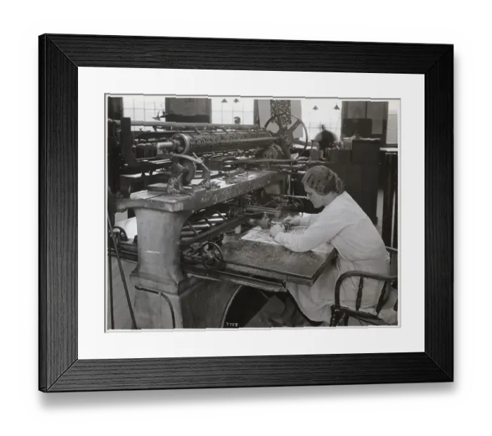 Framed Print : Woman Operating Pantograph Machine Framed Print : Woman Operating Pantograph Machine
