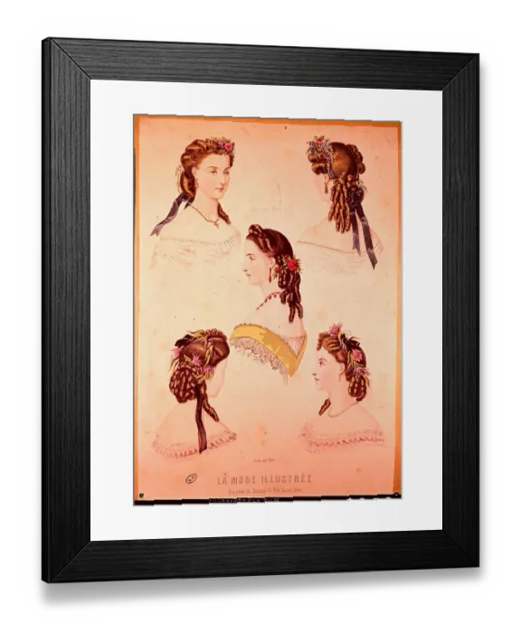 Framed Print : 19th Century Women's Hair Styles Framed Print : 19th Century Women's Hair Styles