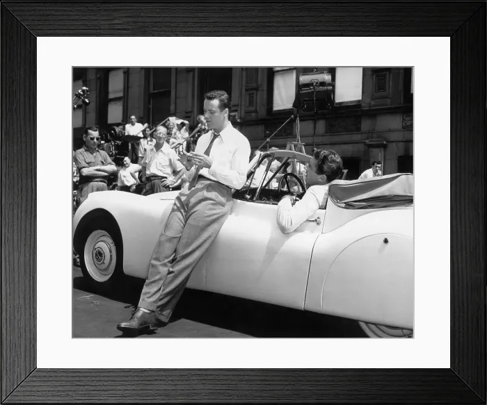 Framed Print : Jack Lemmon and Peter Lawford on Movie Set