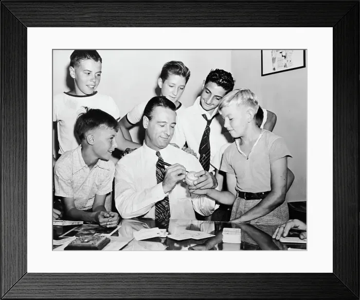 Framed Print : Lou Gehrig Autographs Baseball For Boys Framed Print : Lou Gehrig Autographs Baseball For Boys