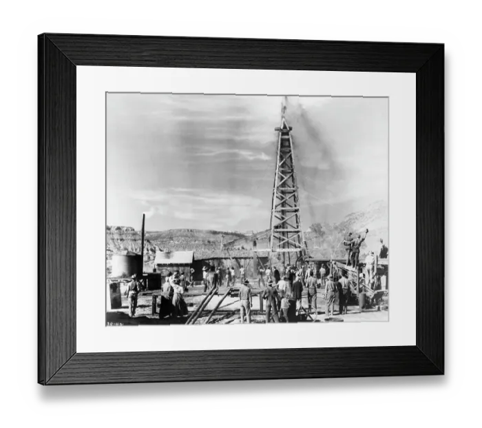 Framed Print : Crowd Watching Oil Gusher Framed Print : Crowd Watching Oil Gusher