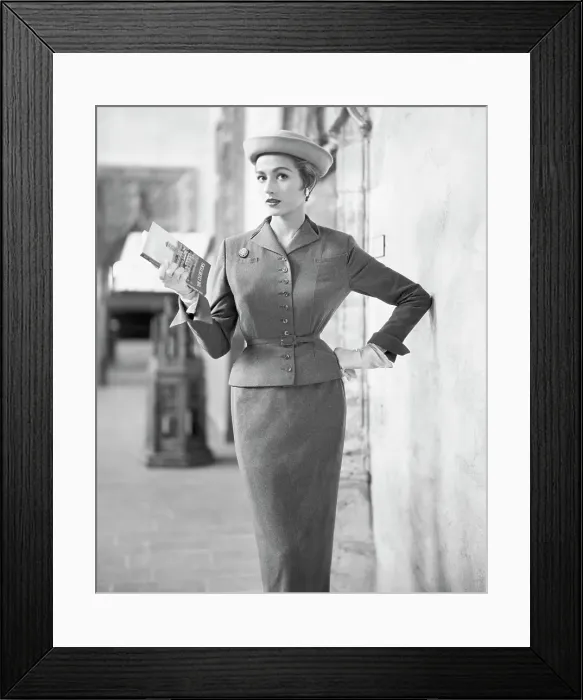 Framed Print : Woman Modeling Chesterfield Suit Outside Framed Print : Woman Modeling Chesterfield Suit Outside